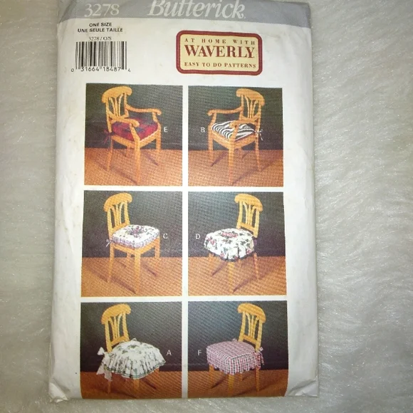Butterick 3278 At Home with Waverly Chair Pads in 6 styles - Picture 1 of 4